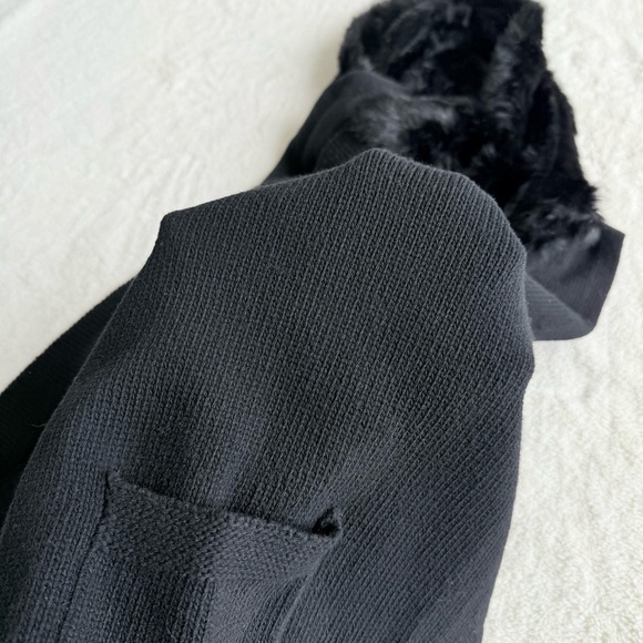 Theory Wool Rabbit Fur Black Hood Sleeveless Middle Vest S - Picture 7 of 10